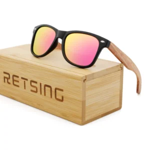 Kids’ Classic Polarized Sunglasses Safe Plastic Frame with Metal Rivets & Bamboo Temples for School & Family Activities