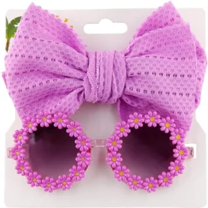 Kids Daisy Flower Sunglasses With Headbands Cute Round Frame Sun Glasses Fashion Sunflower Children Eyewear