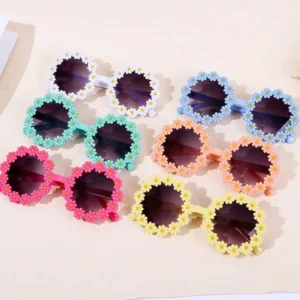 Kids Daisy Sunglasses Flower Round Sunglasses for Toddler Child Beach Glasses Cute Eyewear Party Favor