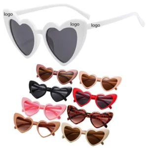 Kids Retro Heart Shaped Sunglasses White Love Heart Shades Custom Logo