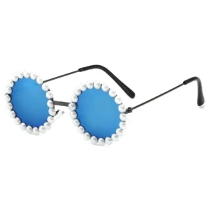 Kids Round Frame Cute Children Pearl Decoration Glasses Sunglasses