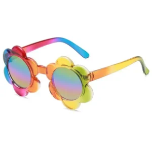 Kids Round Sunglasses Colorful Flower Shaped Lenses UV400 Optical PC Frame Material
