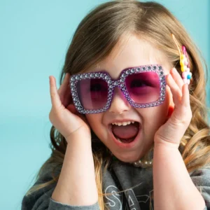 Kids Square Frame Diamond Bling Sunglasses Fashion Children Sunblock Sunglasses for Babies