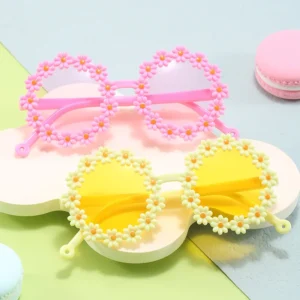 Kids Sunglasses Daisy Flower Sun Glasses Children Beach Sunglasses UV Protection Cute Summer Photo Eyewear for Boys Girls