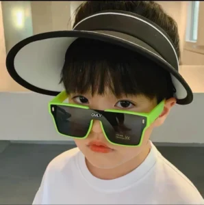 Kids’ Sunglasses Trendy Boys’ Girls’ Fashion Street Style Large Frame Full Rim Rectangle One-Piece UV400 Protection Baby HD