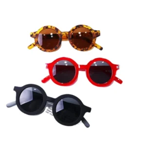 Kids UV Protection Sunglasses Boys and Girls round Sun Glasses with Blue and Gold Frames Colourful Options
