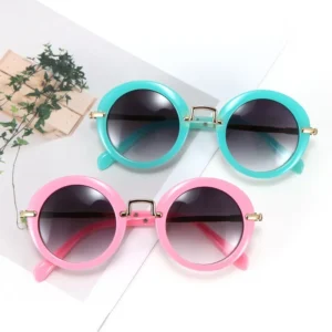 Korean Style Fashion Personality Children’s Sunglasses Baby Round Frame Metal Candy Color Sunshade Mirror
