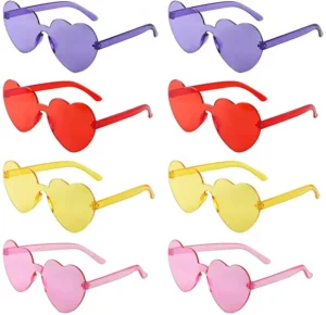 L615 Trendy Transparent Candy Color Eyewear Love Shaped Frameless Party Glasses Heart Shaped Oversized Rimless Sunglasses
