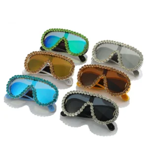 Large Frame Diamond Encrusted Sunglasses Hip Hop Integrated Lens