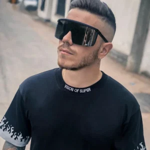Large Frame Goggle Style One Piece UV400 Sunglasses Windproof and Oversized Design for Sports Riding Men and Women