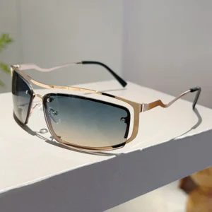 Latest Fashion Custom Candy Y2k Sun Shades Irregular Hollow Out Metal Frame Skinny Sunglasses