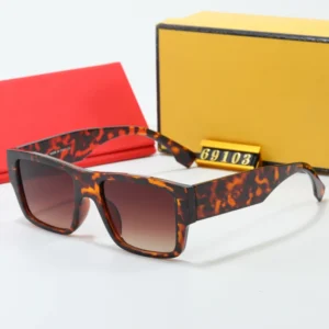 Leopard Square Frame Women Men’s Designer Sunglasses with Logo UV400 Sunglasses Luxury