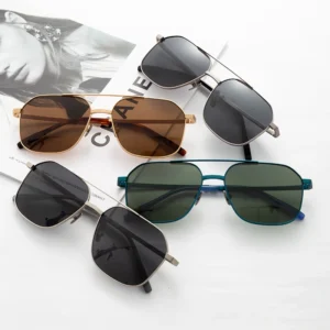 Lightweight Half Titanium Double layer Sunglasses for Outdoor Sports UV Protection Durable Design for Driving Fishing Travel