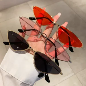 Lightweight Small Triangle Thin Irregular Shape Ocean Lens UV Protection Butterfly Metal Frame Adult Cat Eye Party Sunglasses