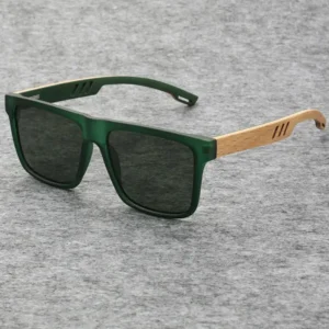 Logo Custom Fashion Square Driving Sun Glasses UV400 Wooden Grain Polarized Sunglasses for Men