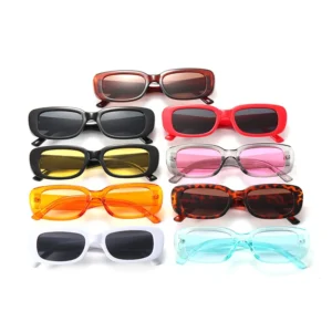 Logo Custom Square Trendy Sunglasses Vintage Ocean Plastic Frame Shades Small Rectangle Sunglasses for Women Men