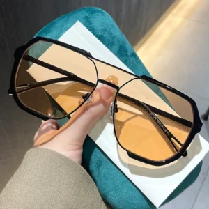 Logo Custom Trendy Transparent Oversized Sun Glasses UV400 Double Bridges Large Frame Polygon Sunglasses for Men Women