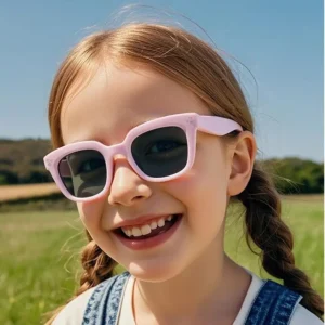 Low MOQ Children’s Soft Silicone Light square Frame TPEE Protect Eyes Unisex Polarized Kids Sunglasses
