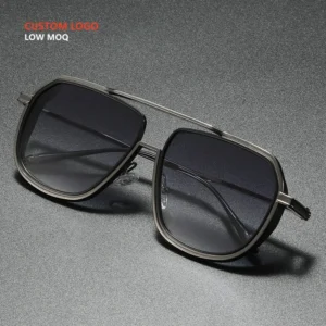 Low MOQ New Design Vintage Fashion Luxury Metal Personality square Frame Men Sunglasses