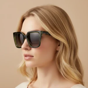 Luxury Acetate Sunglasses Black Color Frame Polarized Rectangle Full Rim UV Protection for Driving Outdoor Activities