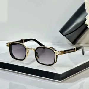 Luxury Brand Designer Punk Sunglasses Small Square Frame Metal Acetate Sunglasses