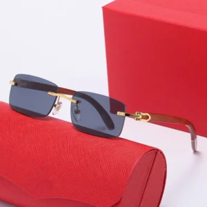Luxury Brand Designer Square Gradient Lens Men and Women Sunglasses UV400 Sun Protection Wooden Leg Sunglasses