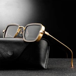 Luxury Classic Brand Designer Gafas Steampunk Sunshades Man and Women Small Mirror Vintage Thick Metal Square Frame Sunglasses