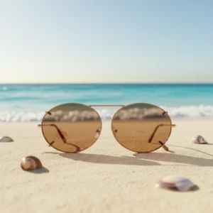 Luxury Clip-On Oval Sunglasses Unisex Retro Style Brown Frame Comfortable Metal TAC Polarized Lenses UV400 Rimless Glasses