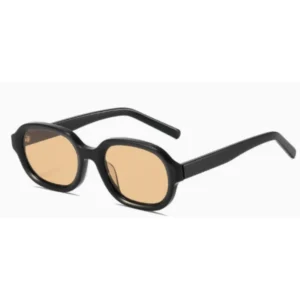 Luxury Designer Acetate Sunglasses Retro Custom Unisex Oval Black Frame Adult Nylon Lens UV400 Luxury Sunglasses