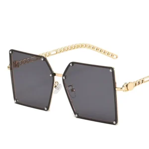 Luxury Designer Fashion Frameless Glasses Metal Framework Square Sun Glasses