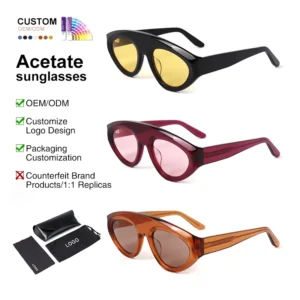 Luxury Designer High Quality Cat Eye Polarized Lens Shades Retro Custom Logo Acetate Sunglasses for Women Men