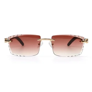 Luxury Designer Horn Shades Eyewear Sun Glasses Men Women Gem Cut Lens Rimless Sunglasses