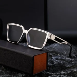 Luxury Designer Polarized Sunglasses with Square Frame Blue Black Unisex for Men Women
