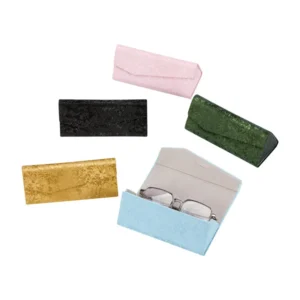 Luxury Embossed Floral Pattern Foldable Sunglasses Case Solid Color Triangle Eyewear Case