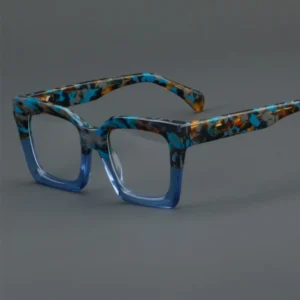 Luxury Eyewear High Quality Square Acetate Eyeglass Frame Classic Style with Print Pattern