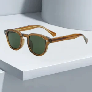 Luxury Fashion Custom Logo Retro Round UV400 Sunglasses, Transparent Shading Sunglasses