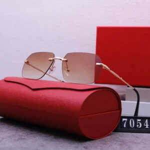 Luxury Fashion Rimless Square Sunglasses Classic Metal Frameless Sunglasses for Women