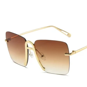 Luxury Fashionable Frameless square Glasses Outdoor Shading Metal Sunglasses