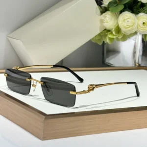 Luxury Frameless Square Sunglasses UV400 Gold Frame Comfortable Lightweight Driving Travel Glasses