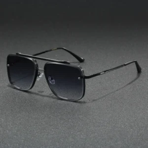 Luxury Men’s Customized Logo Square Sunglasses with UV400 PC Lenses Classic Fashion Metal Glasses