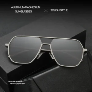Luxury Men’s Square Sunglasses Day&Night Use Aluminum Magnesium Polarized Eyewear Tac Lenses Manufactured Day&night