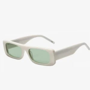Luxury Men’s and Women’s Sunglasses Custom Logo Small Square Frame Green and Gold Polarized Lenses Made of TAC Acetate