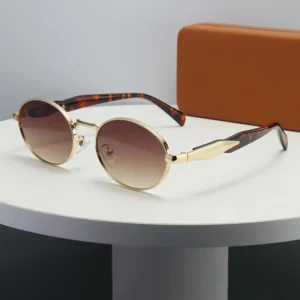 Luxury Personality Small Metal Frame Oval Sunglasses High Quality Brand Design with UV400 Protection