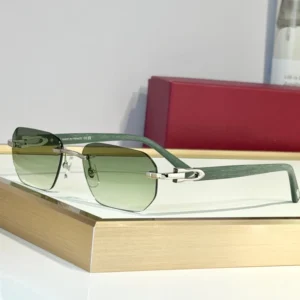 Luxury Retro Classic Men’s Sunglasses UV400 Lenses Buffalo Horn Rimless Wood Titanium