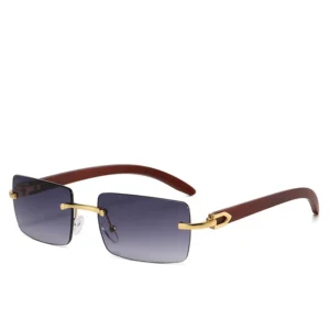 Luxury Retro Frameless Men’s Sunglasses with Metal Frame Gradient Frame Outdoor Sunshade