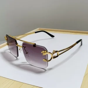 Luxury Small Rectangle Rimless Sunglasses Gradient Colorful Metal Frame Men Women Sunglasses