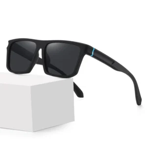 Luxury Sport Sunglasses for Men Women Square Frame Custom Logo Polarized Lenses Blue Gray TR90