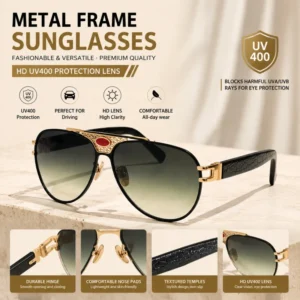 Luxury Sunglasses Men UV400 Gradient Lens Metal Frame Fashion Outdoor Driving Eyewear Custom Logo Sunglasses