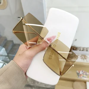 Luxury Trendy Red Metal Sunglasses for Women Men Unisex Fashion Shades in Stock