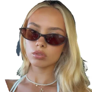 Luxury Trendy Women’s Sunglasses Small Retro Full Rim Oval Frame Custom Logo Mirror Anti-reflective Lenses Fashionable Y2K